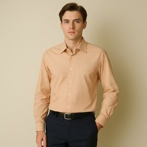 BOSS Hugo Boss Slim Fit Peach Stripe Dress Shirt Tailored European Fit 41/42 L